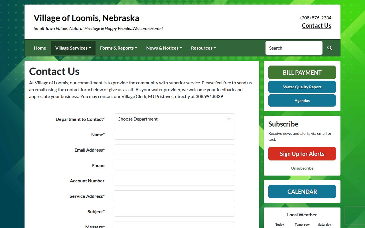 Loomis Phelps County arrest-record custodian contact page