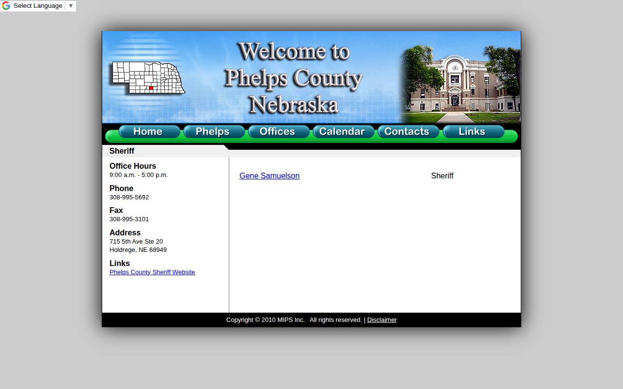 Phelps County Sheriff wanted-record contact page